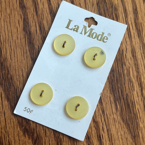 1980’s La Mode Plastic Buttons - Yellow (Matte finish) - Set of 4 - Size 23 - 5/8