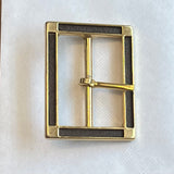 1970’s Rectangular Brass Belt Buckle with Accent - Multiple colors available