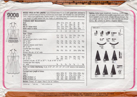 1970's Simplicity Princess Line Dress with Gored Skirt Pattern - Gunne Sax - Bust 32.5" - No. 9008