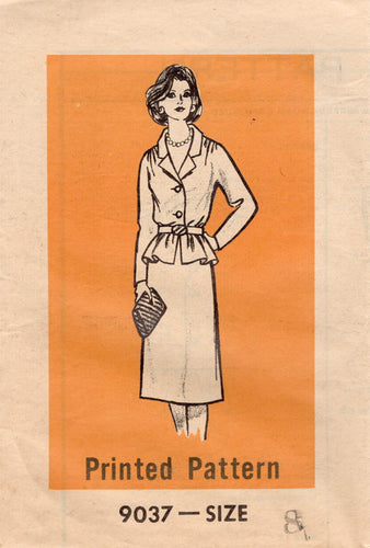 1980's Marian Martin Shirtwaist Dress Pattern with Peplum - Bust 31.5