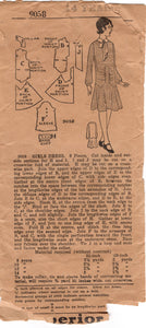 1920's Superior Child's One Piece Dress Pattern With Zig Zag Detail - 14 years - Bust 32" - No. 9058
