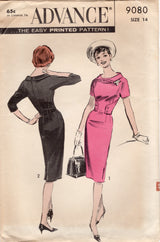 1950's Advance Sheath Dress Pattern with Waist Accents - Bust 34" - No. 9080