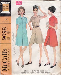 McCalls Sewing Pattern 1960s Long Waisted Dress or Jumper Size 14 Bust 34  Cut