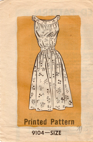 1950's Marian Martin One-Piece Sleeveless Dress with Button Detail - Bust 38