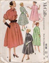 1950's McCall's Button Up Dress, Negligee or Unlined Swing Coat Pattern - Bust 32" - No. 9130