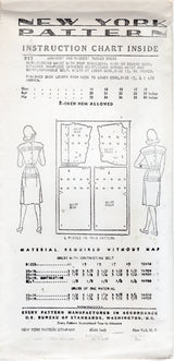 1940's New York One Piece Tucked Detail Dress Pattern  - Bust 31-35" - No. 917