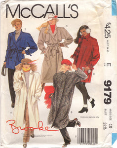 1980's McCall's Oversize Coat or Trench Coat pattern - Bust 32.5" - No. 9179