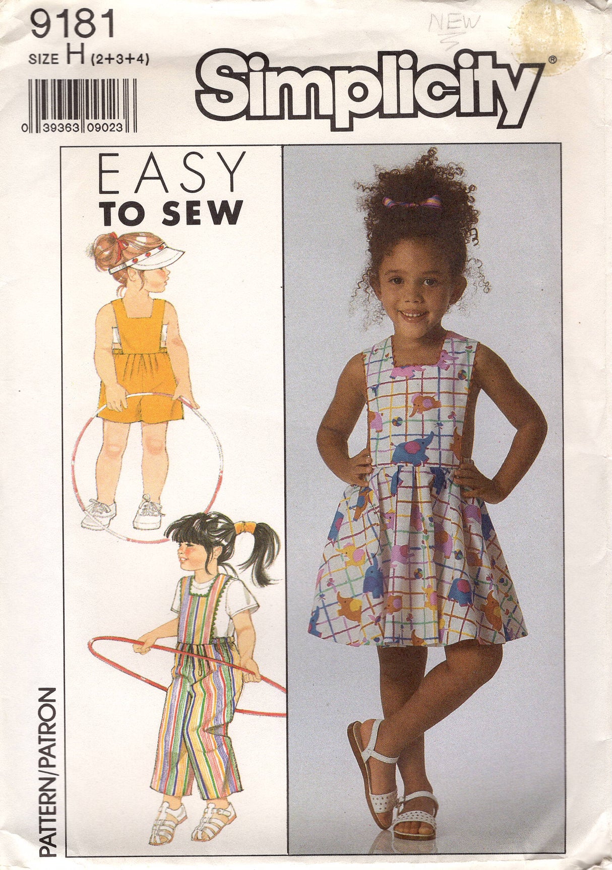 1980's Simplicity Child's Overalls or Pinafore Pattern - Size 2, 3, 4  - No. 9181