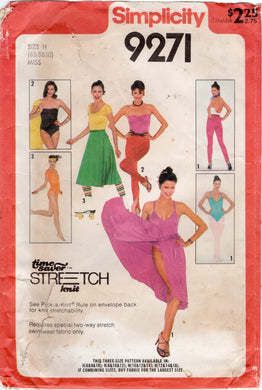 1970's Simplicity Set of Bodysuits, Stirrup Pants and Wrap Skirt Pattern - Bust 30.5-32.5