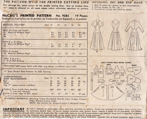 1950's McCall's Fashion Firsts Fitted Drop Waist Dress Pattern with Bolero Jacket - Bust 30" - No. 9295