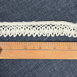 1970’s Cream Floral Crochet Edge Lace with Nylon netting - Cotton - BTY