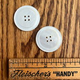 1970’s Large Mother of Pearl Buttons - White - Set of 2 - 1 1/2"