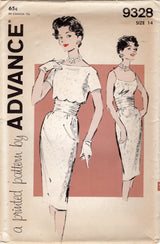 1960's Advance Wiggle Dress with Scalloped Jacket Pattern and Cummerbund - Bust 32" - No. 9328