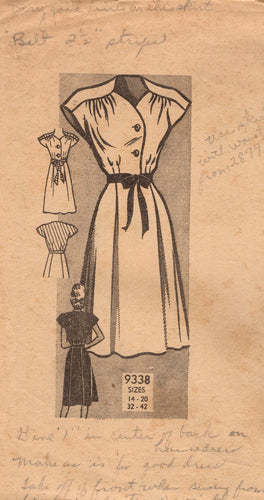 1940's Marian Martin Gathered Bodice Shirtwaist Dress - Bust 42