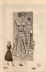 1950's Marian Martin Square Neckline Day Dress Pattern - Bust 34" - No. 9343
