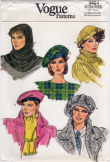 1980's Vogue Hood and Beret Hat - All sizes - No. 9454