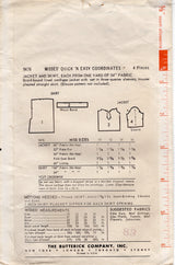 1950’s Butterick One-Yard Line Jacket and Skirt Pattern - Bust 36" - No. 9476