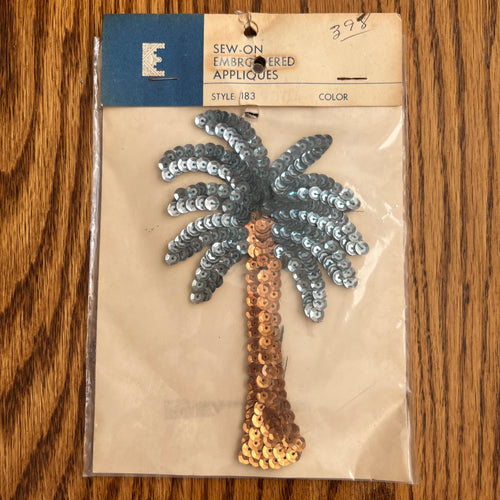 1970’s Large Sequin Palm Tree Applique - deadstock