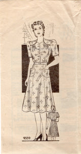 1940's Marian Martin Shirtwaist Dress Pattern - Bust 38" - No. 9559