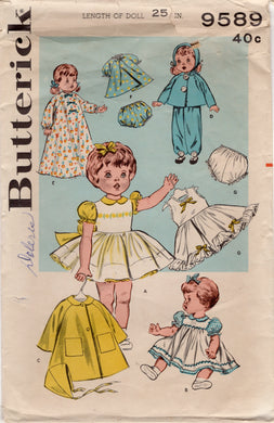 1960's Butterick Doll Clothes pattern for Pinafore, Nightgown, Coat and Hat - 25