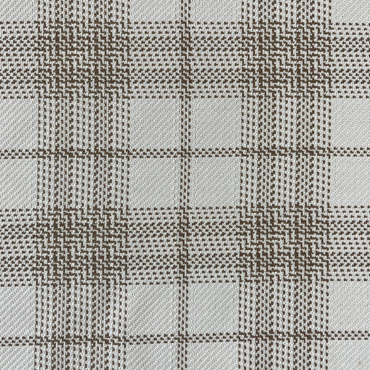 1970’s Brown and Cream Plaid Polyester Fabric