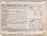 1950's McCall Child's Playsuit or Bathing Suit, Beach Coat Pattern - Chest 23" - No. 9733