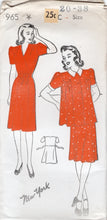 1940's New York Maternity Draw String Dress and Smock Pattern - Bust 32-38" - No. 965