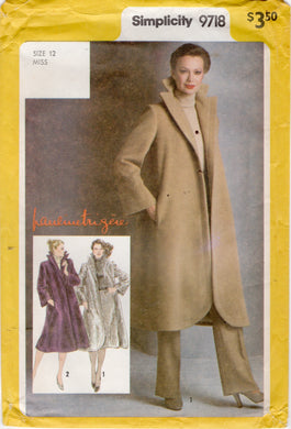 1980's Simplicity Tent-shaped Coat, Lined Skirt and Pants Pattern - Bust 34