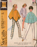 1960's McCall's Poncho and High Waisted Pants Pattern - Bust 32.5" - No. 9782