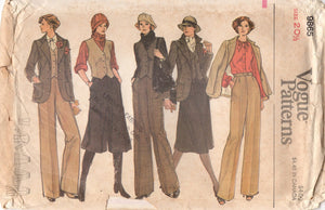 1970's Vogue Half Size Jacket, Vest, Pants, Culottes and Skirt - Bust 43" - No. 9865