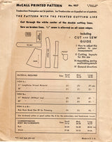1940’s McCall Full Apron and Transfer Pattern - Bust 36-38" - No. 987