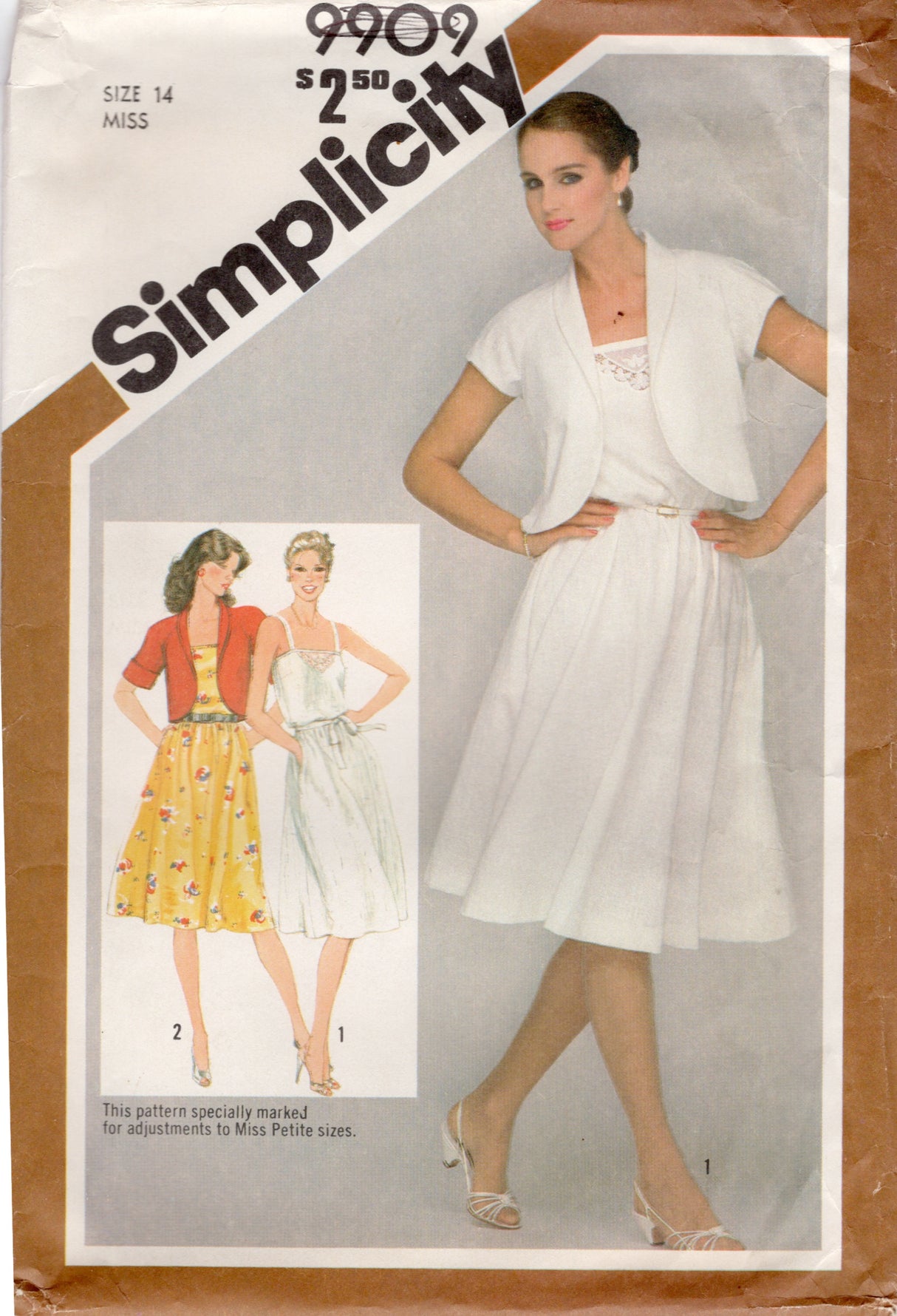 1980’s Simplicity Sun Dress with Thin straps and Bolero Pattern- Bust 36” - No. 9909