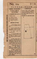 1940's Hollywood Skirts in Two Styles Pattern - Waist 28" - No. 994