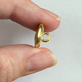 1960’s La Mode Gold Metal Shank Buttons with Shield Design - Black - Set of 2 - 1/2"