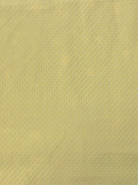 1980’s Yellow with White Flocked Swiss Dot Polyester Fabric - (P207)