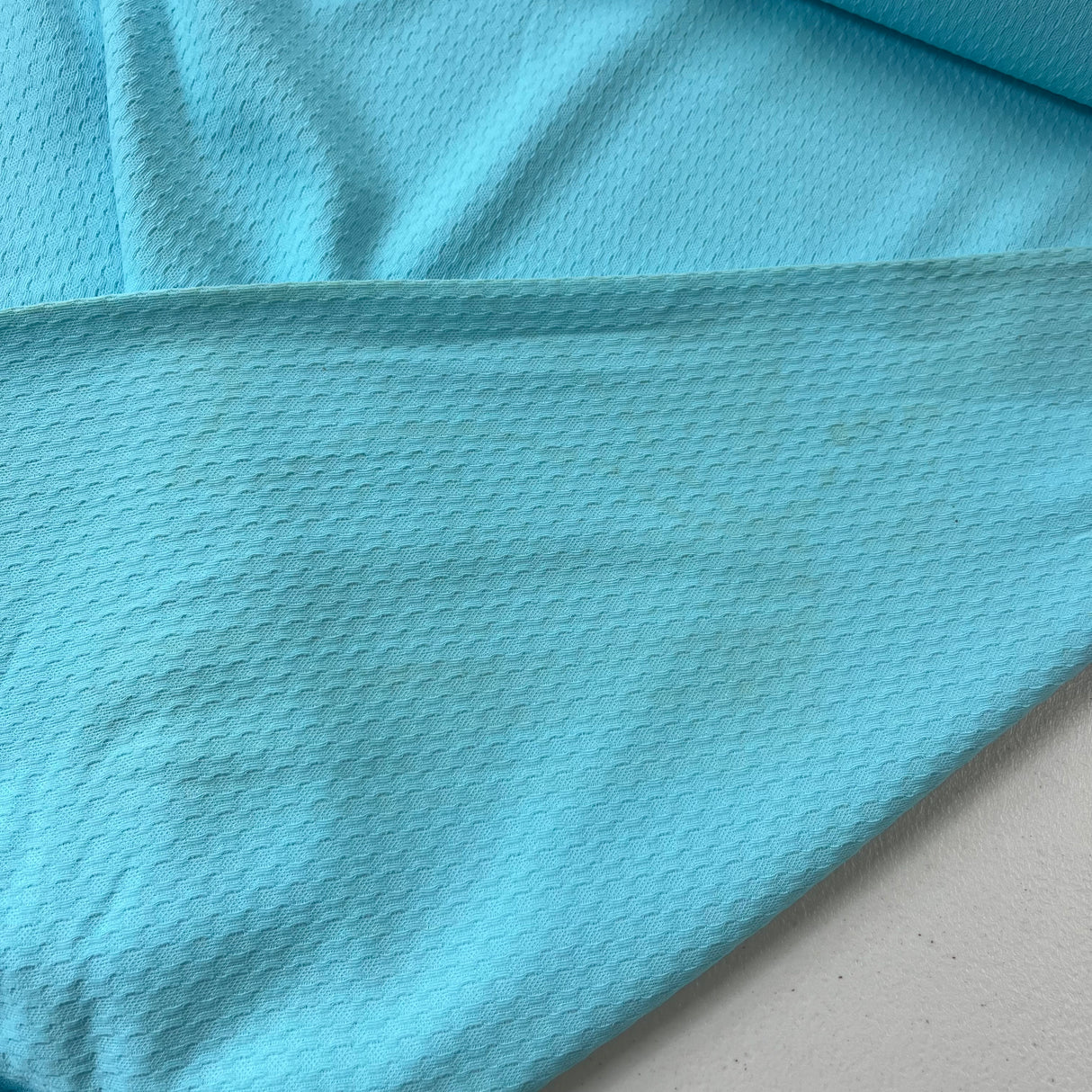 1970's Aquamarine Waffle Knit Fabric (P50)