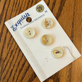 1970’s Exquisit Shell Buttons - Cream - Set of 4 - 5/8” -  on cardi