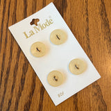 1980’s La Mode Plastic Buttons - Cream color with glitter inside - Set of 4 - Size 23 - 5/8" -  on card