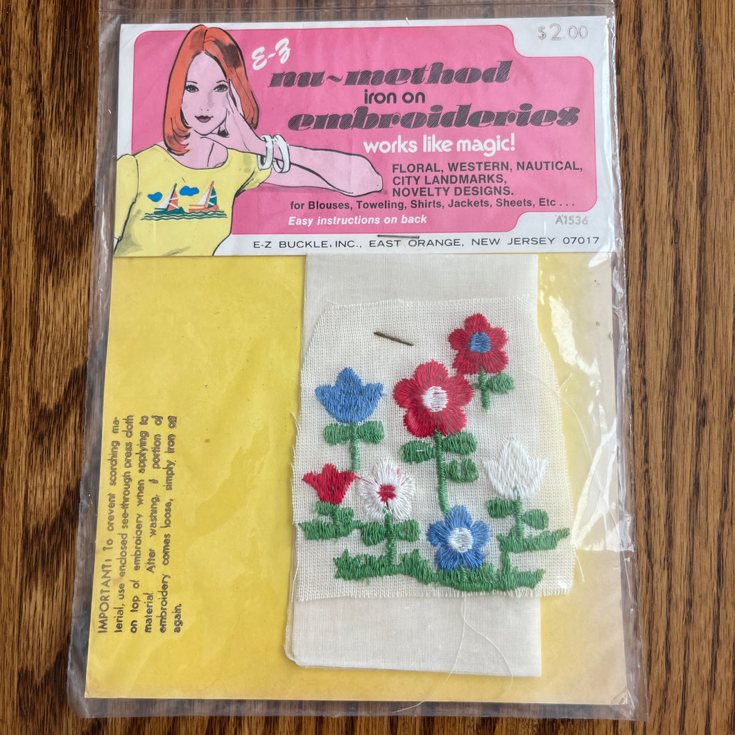1970’s Red Floral Applique - deadstock