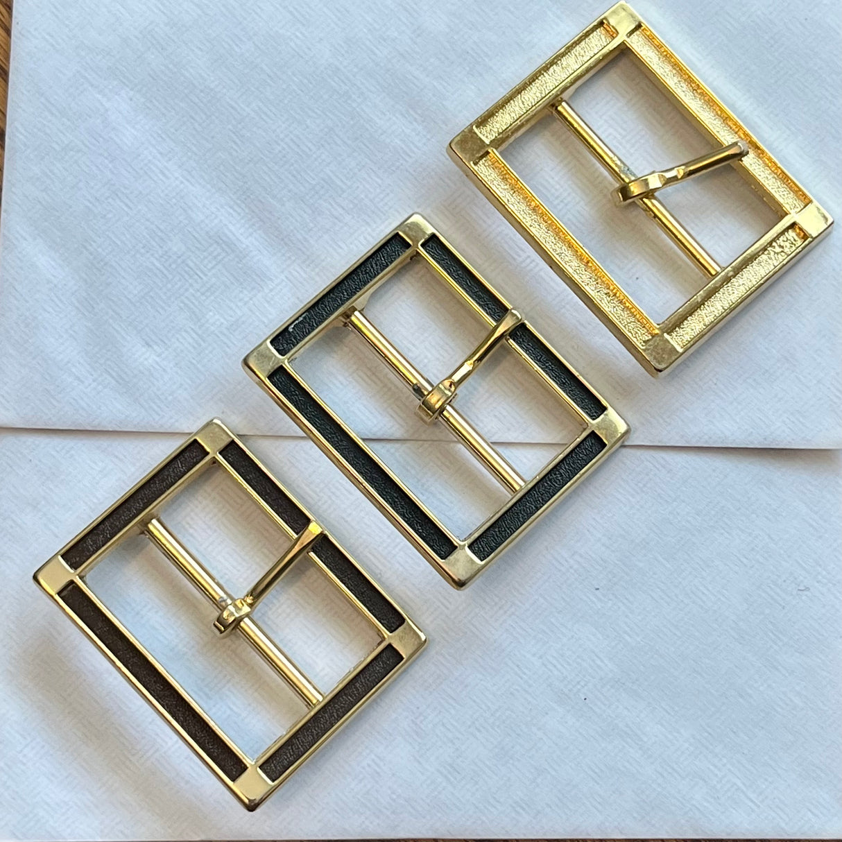 1970’s Rectangular Brass Belt Buckle with Accent - Multiple colors available