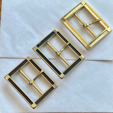 1970’s Rectangular Brass Belt Buckle with Accent - Multiple colors available