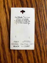 1980’s La Mode Black and Clear Plastic Buttons - Set of 4 - 1/2” - on card