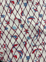 1940’s Fish in Net Novelty Print Cotton Blend Fabric Round Tablecloth