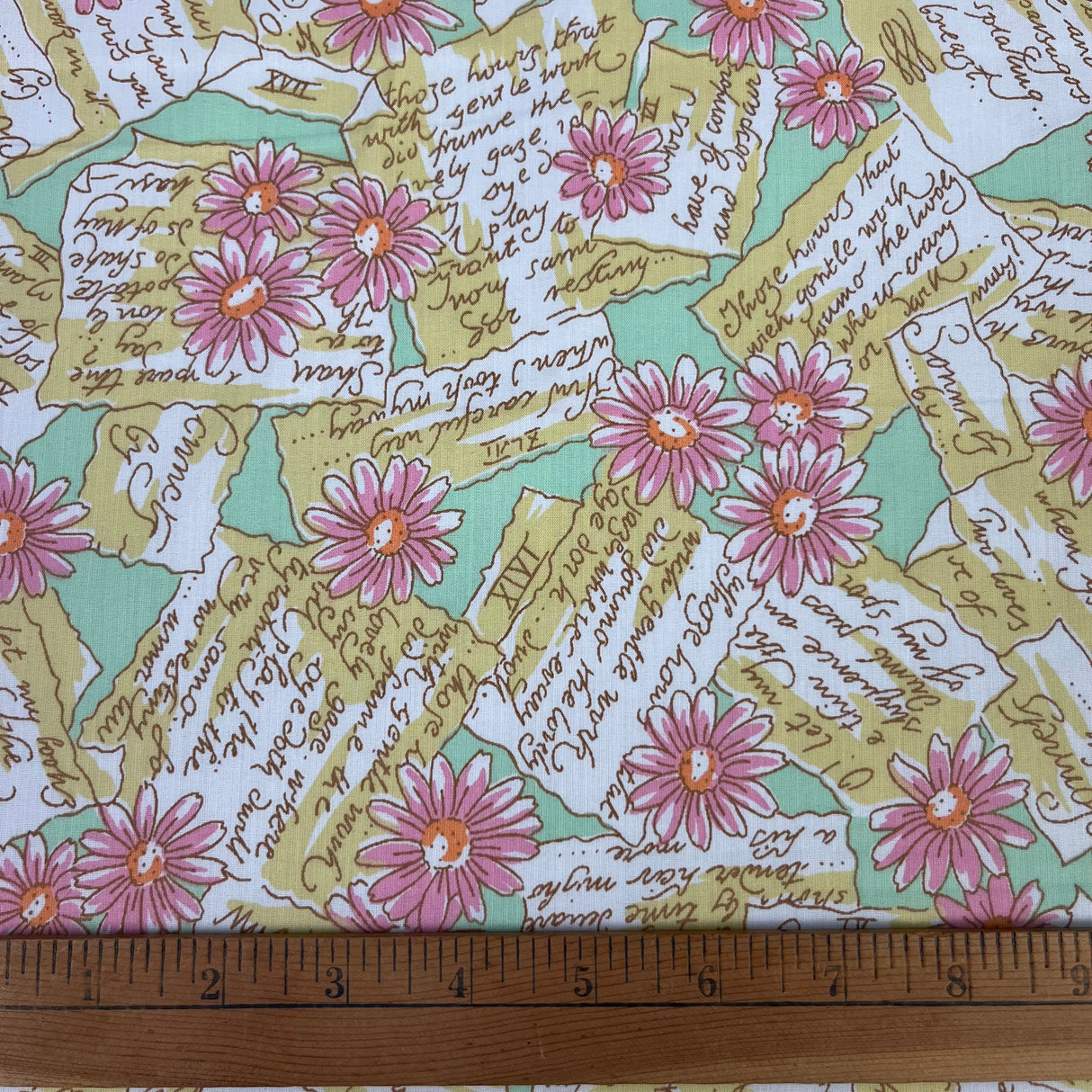 1970’s Daisy and Letters Novelty Print Fabric  - BTY (S32)