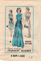 1970's Prominent Designer by Charles Kleibacker Yoked Midi and Maxi Dress Pattern - Bust 36" - No. A569