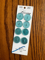 1980’s Lansing Blue Green Pearlescent Plastic Button - Set of 8 - 3/4” - on card