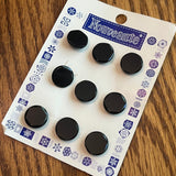 1960’s Nouveaute Glass Buttons - Black - Set of 9 - 3/4" -  on card