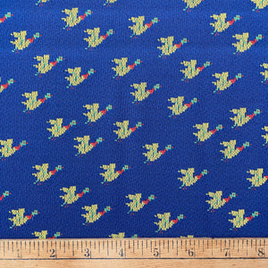 1970’s Blue and Yellow Novelty “Duck Hunt” Polyester Double Knit Fabric - BTY