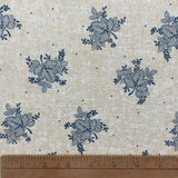 1960’s Blue Floral Clusters on Off White Polyester Fabric - BTY (S7)