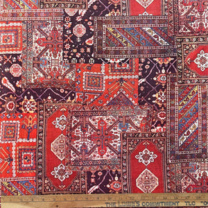 1970’s Red Persian Carpet Print Peachskin Fabric - BTY